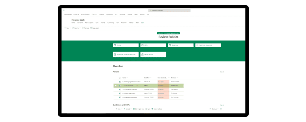 sharepoint document management system for hospice