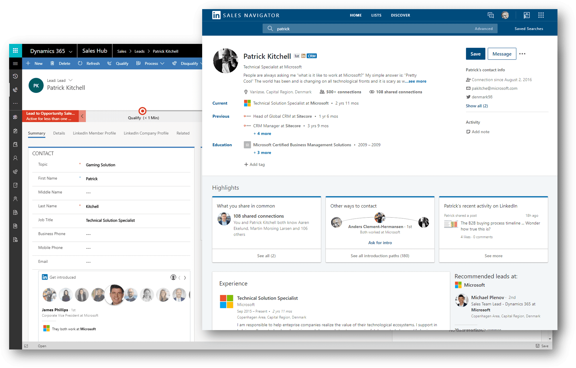 dynamics 365 and linkein