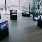media company TVs in a room