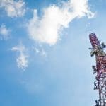 blue sky with radio tower